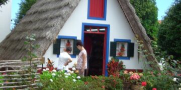 house, madeira, portugal, island, vacations, summer, thatched roof, tourism, nature, garden