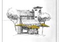 house, trees, sketch, line art, street sketch, street style, nature, house sketch, home, line drawing