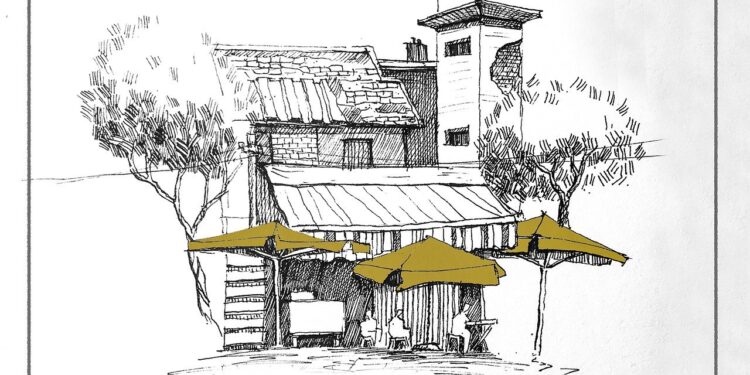 house, trees, sketch, line art, street sketch, street style, nature, house sketch, home, line drawing