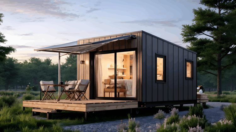 ai generated, house, building, facade, architecture, minimalist, living, small space, sustainable, downsizing, cozy, home, compact living