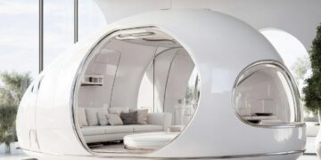 ai generated, pod, living, home, room, interior, furniture, design, modern, minimalist, aesthetic