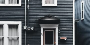 blue and white wooden house