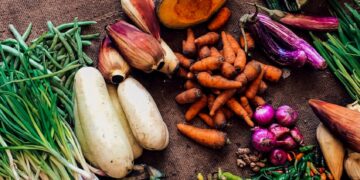 assorted vegetables on brown textile