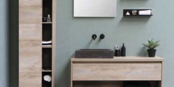 brown wooden wall mounted cabinet